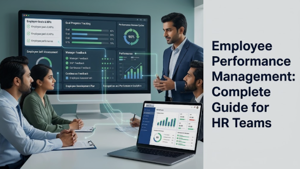 Employee performance management dashboard in Pakistan showing goals, feedback, and HR software reports